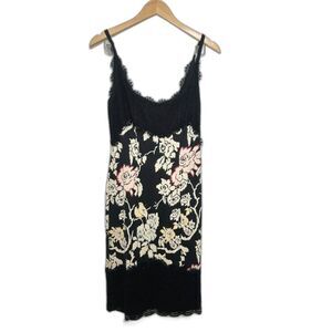 Diane Von Furstenberg Floral Bird Olivette Silk Dress Eyelash Lace Trim Size 8